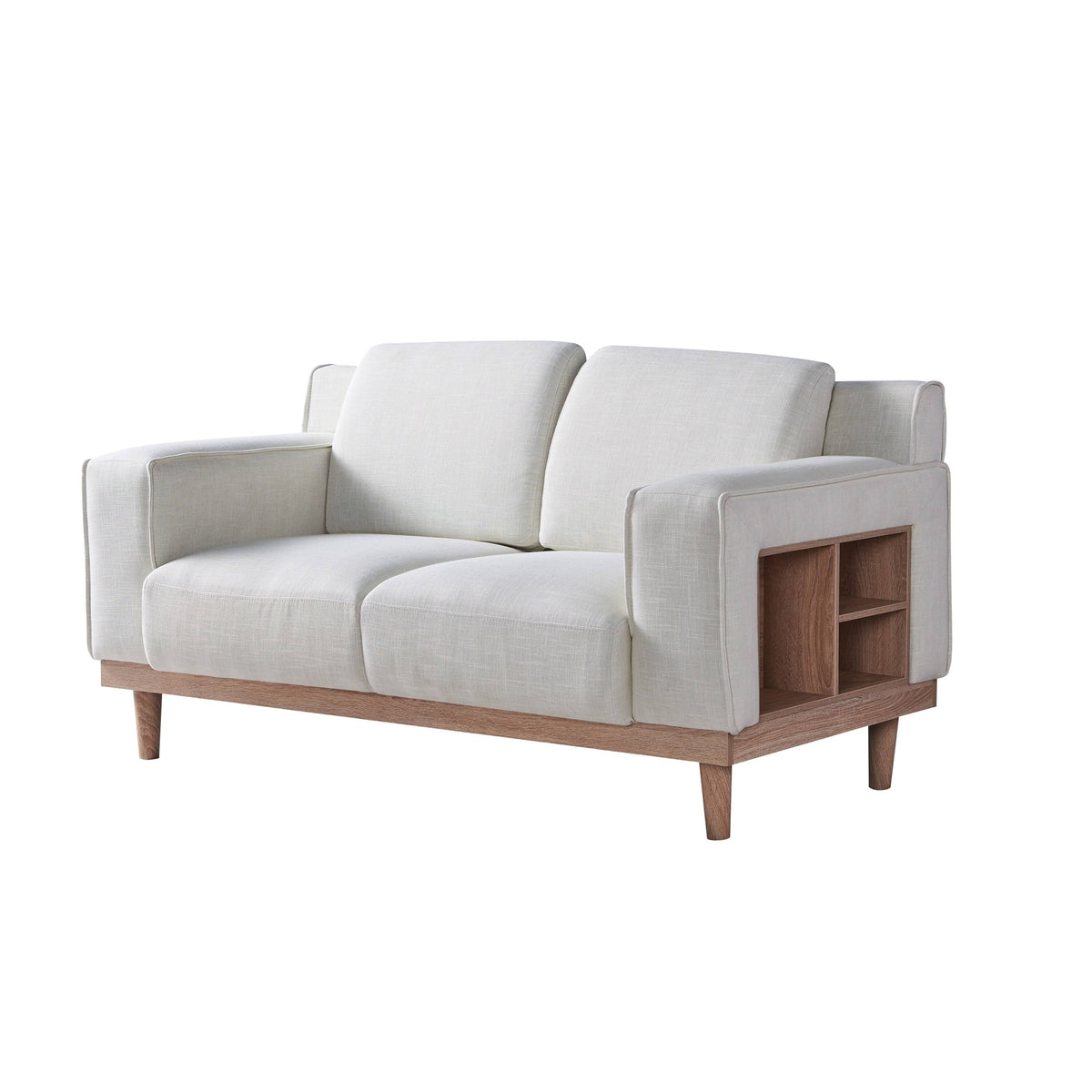 Cream Love Seat with Shelves B656