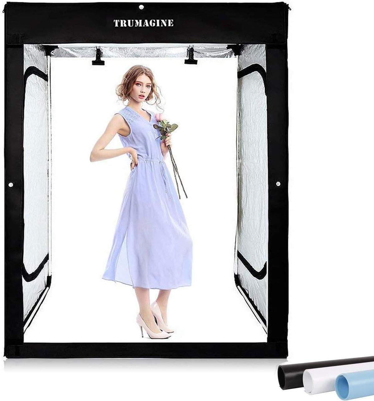 LED Studio Lightbox with 3 Colors Backdrops and Carrying Bag I9370