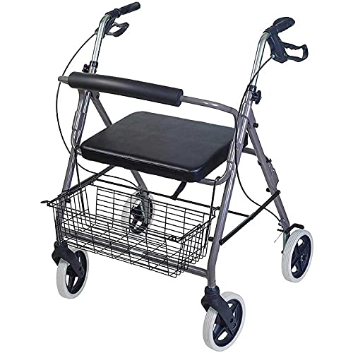 Burgundy Rollator Walker with Extra Wide Seat and Backrest M15402
