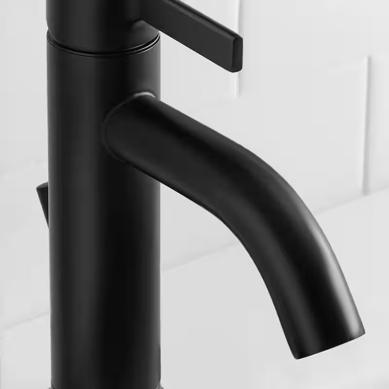 Single-Handle Single-Hole Matte Black Bathroom Faucet X157165