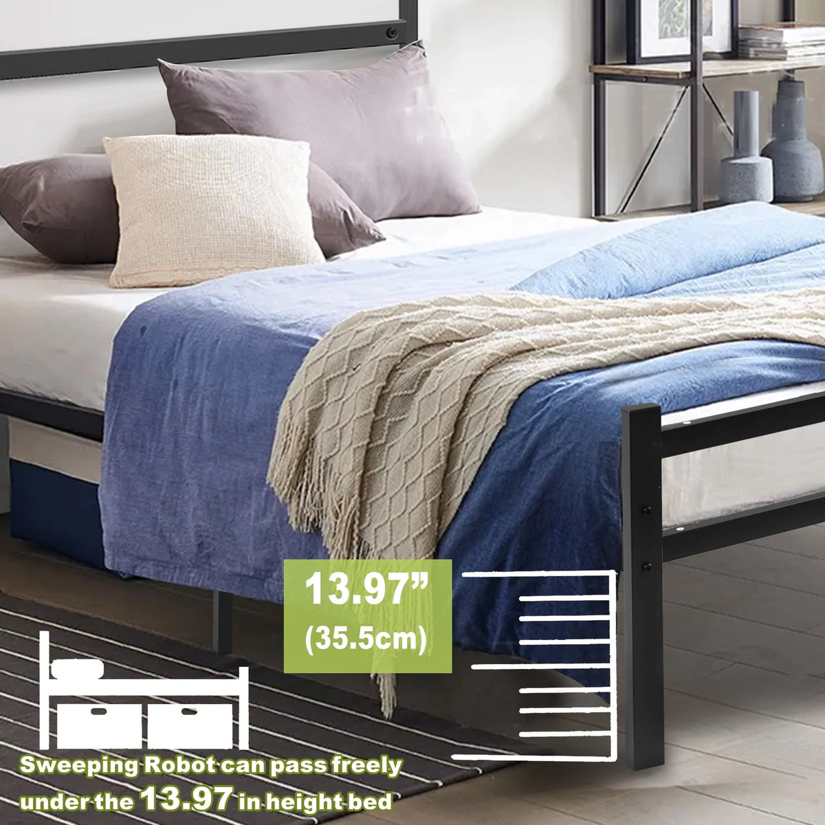 Twin Metal Platform Bed Frame with Headboard D633