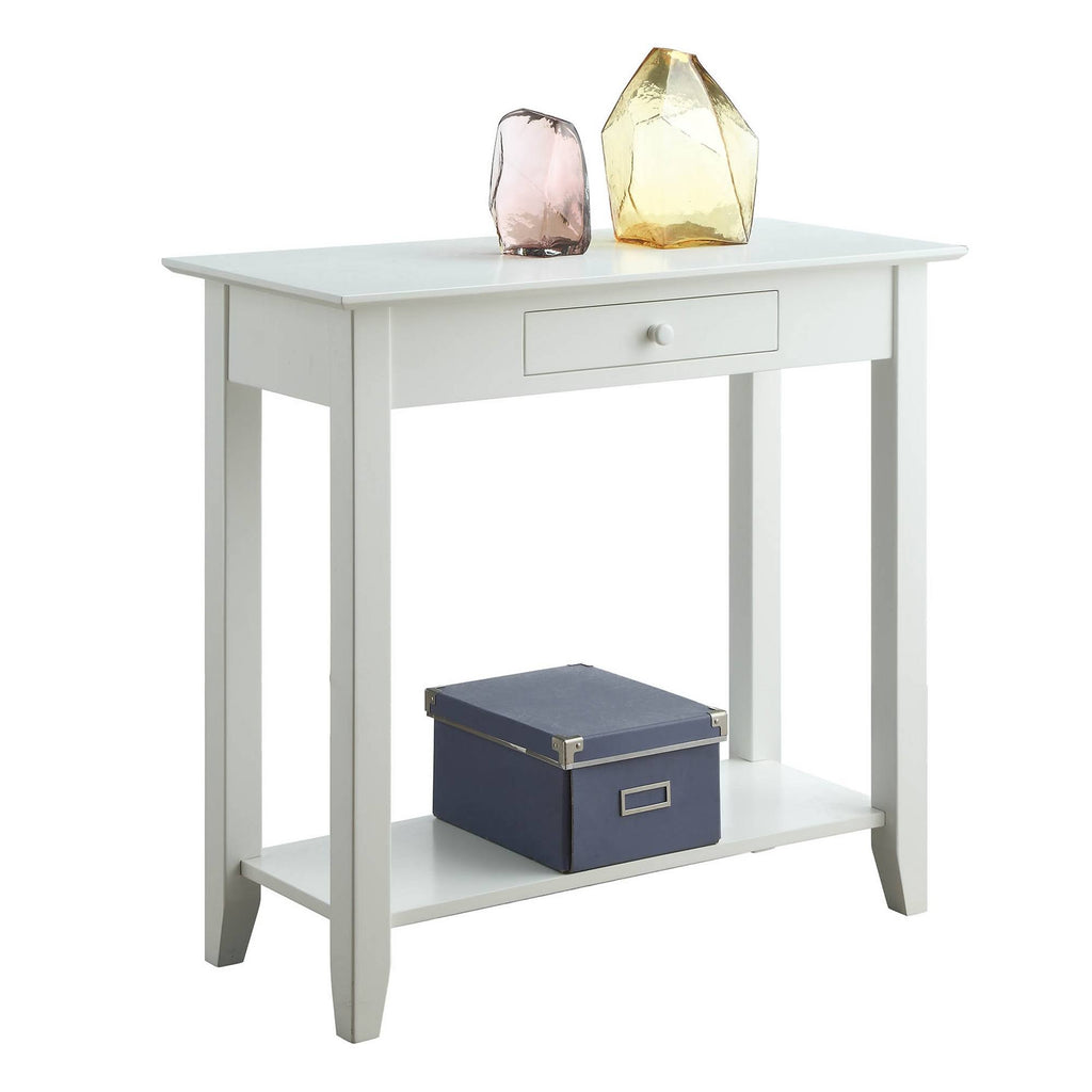 White Hall Table with Drawer/Shelf X823299