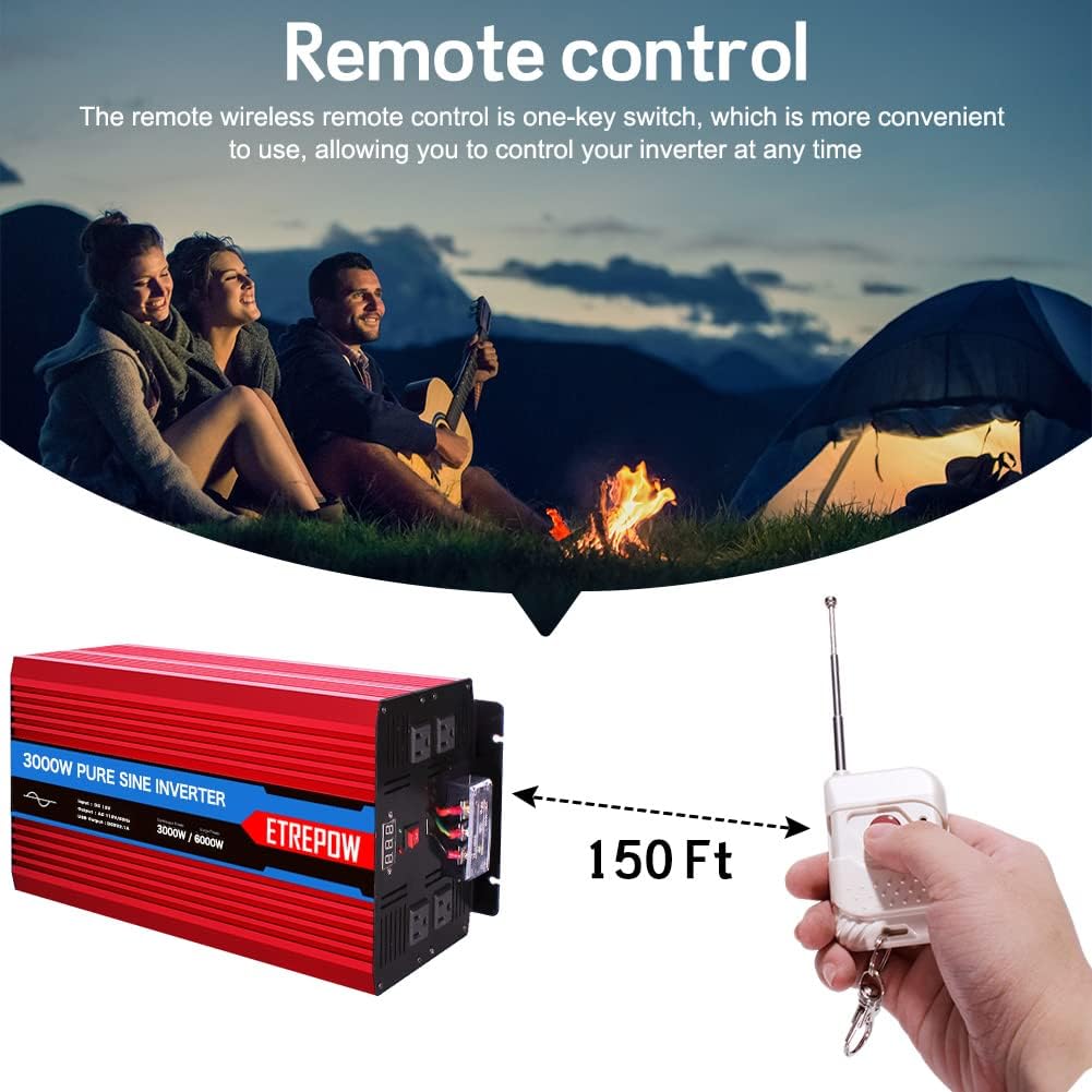 3000 Watt Pure Sine Wave Power Inverter 12V DC to 110V AC V691061