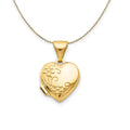 14k Yellow Gold Textured Floral Heart Locket Necklace - 18 Inch X874