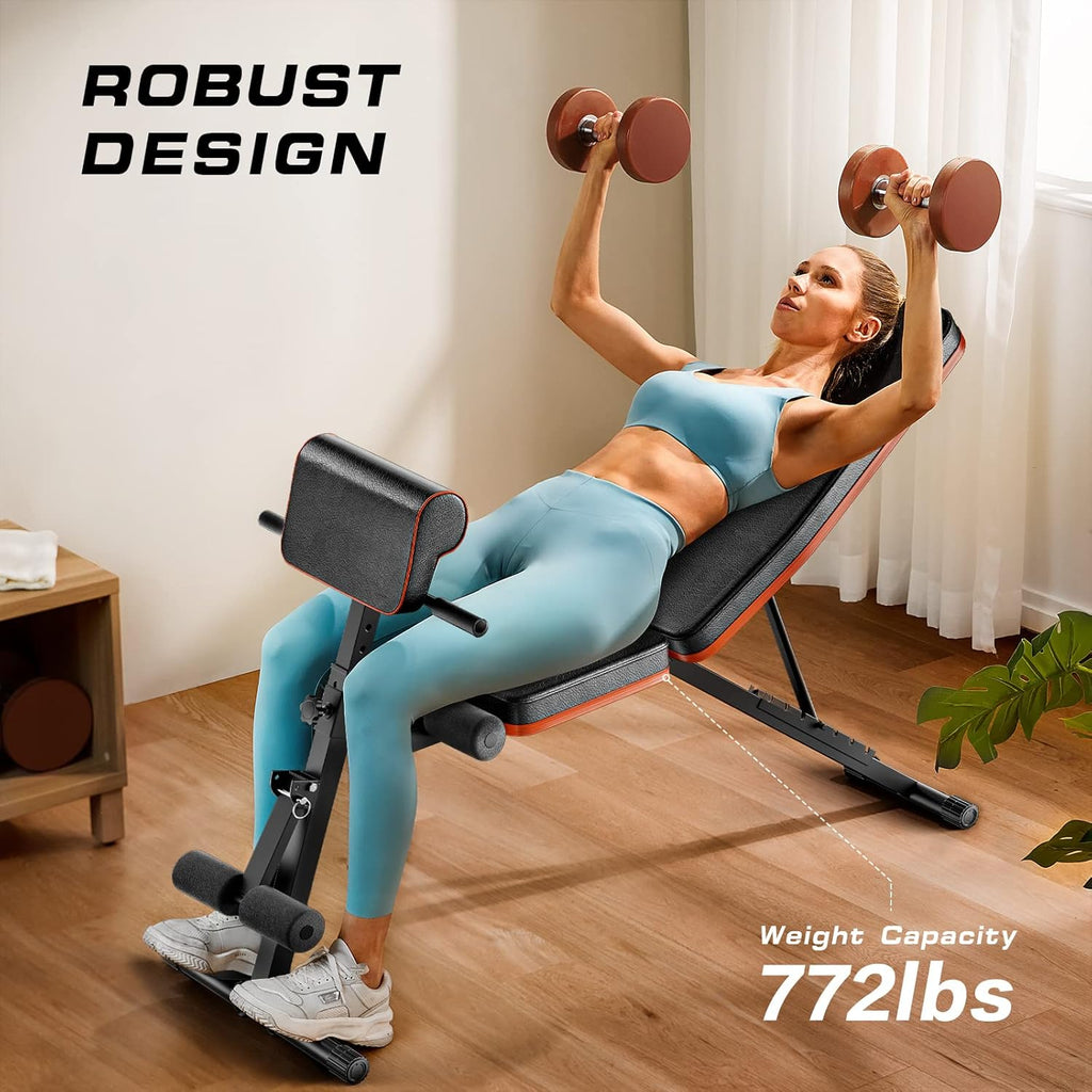 Adjustable Weight Bench with Two Exercise Bands J80179
