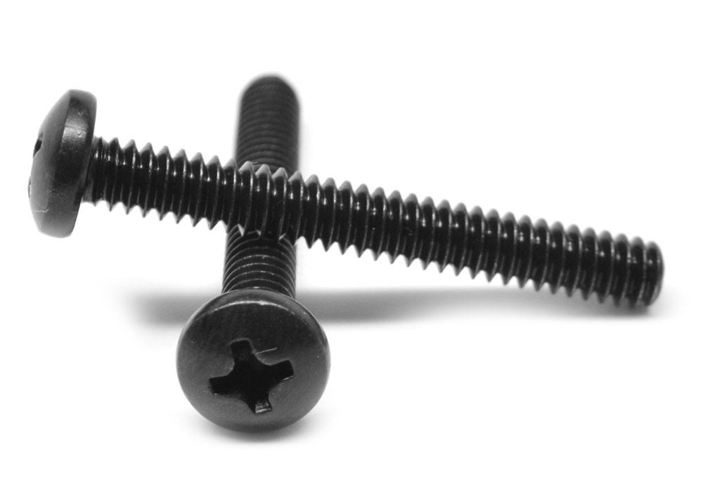 #12-24 x 1/4 Coarse Thread Machine Screw Phillips Pan Head Low Carbon Steel Black Oxide M4879