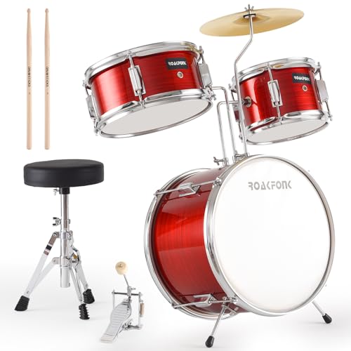 3 Piece Kids Drum Set with 14'' Bass Drum, Snare, Tom, Cymbal, Pedal, Drumsticks, Adjustable Seat Z9919