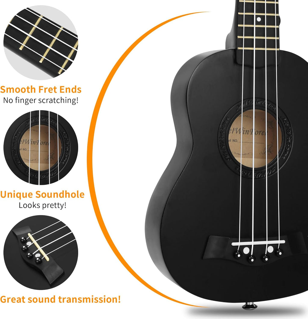 Black Soprano Ukulele 21" B4721