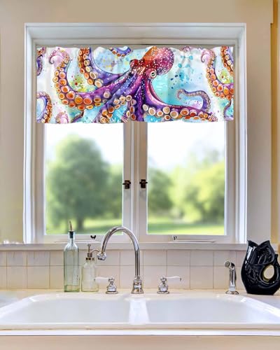 Rod Pocket Window Valances Short Kitchen Curtains 54x18IN,1 Panel F707581