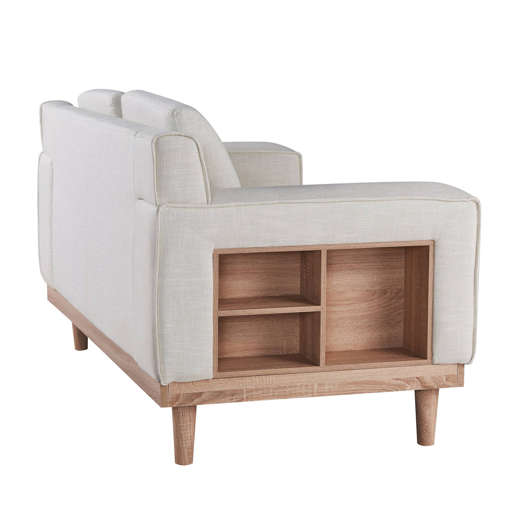Cream Love Seat with Shelves B656