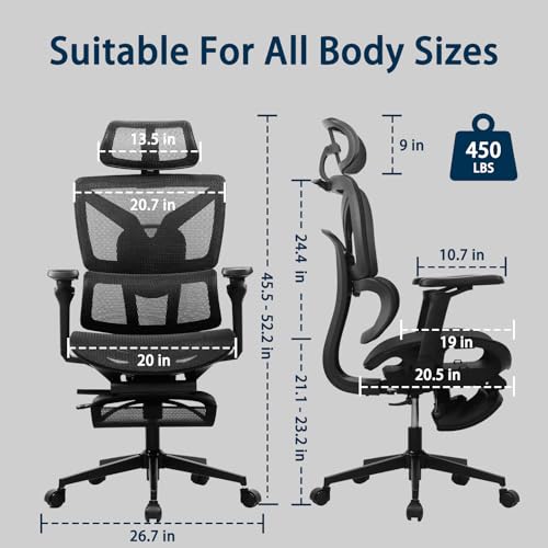 Ergonomic Mesh Office Chair with Footrest and Lumbar Support Q2414