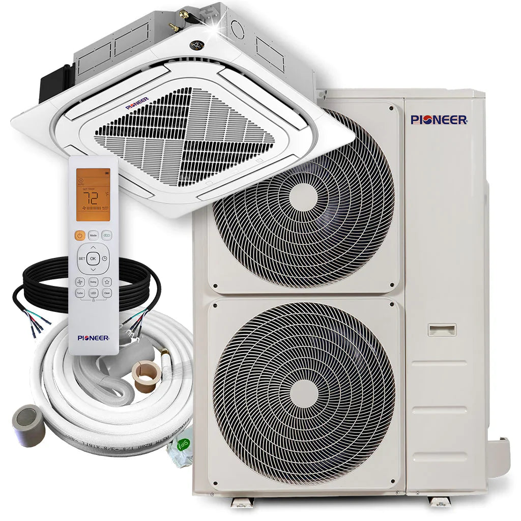 48,000 BTU 17.8 SEER 8-Way Slim Cassette Mini-Split Air Conditioner Heat Pump System H201236