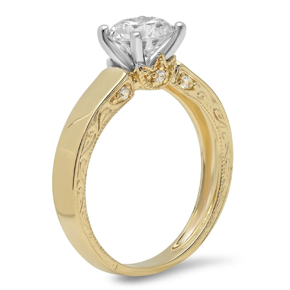 14K Yellow White Gold Solitaire Engagement Ring S28891