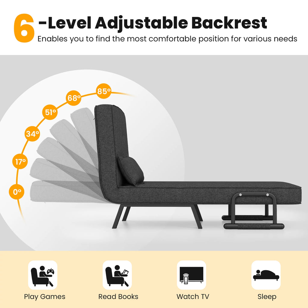 Gray Convertible Sleeper Bed Armchair U65293