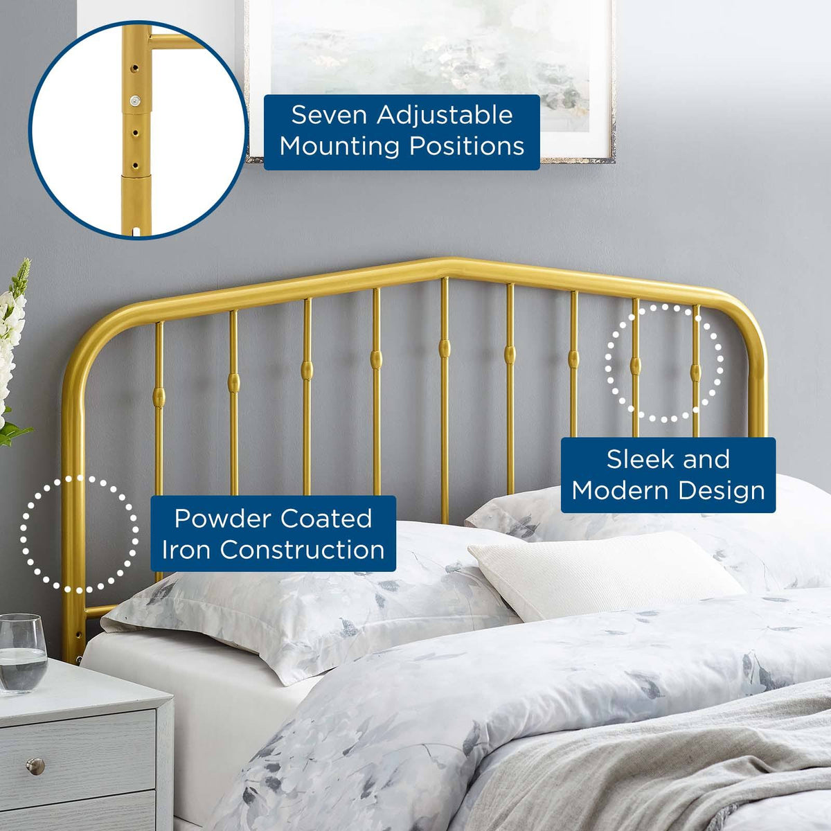 Black Queen Metal Headboard A3325