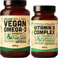 Vegan Omega 3 180 Softgels & Vegan Vitamin B Complex Bundle U819