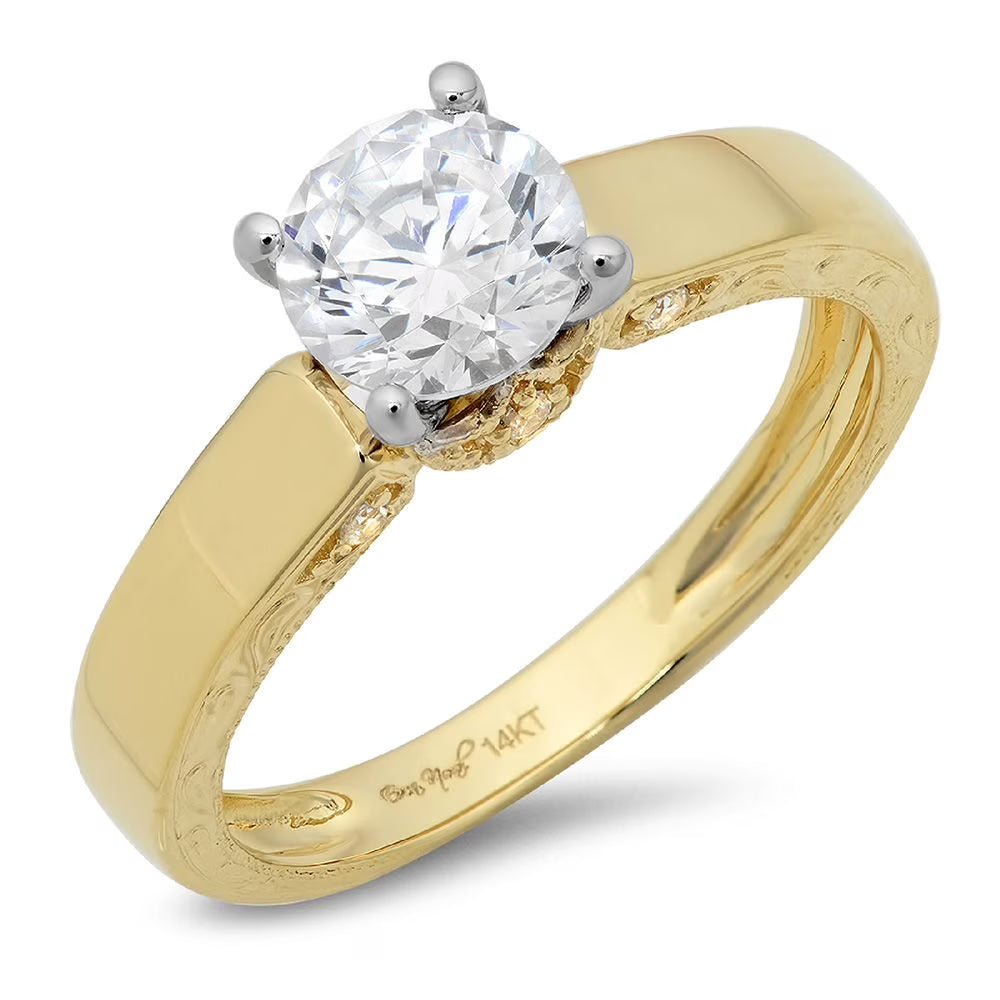 14K Yellow White Gold Solitaire Engagement Ring S28891