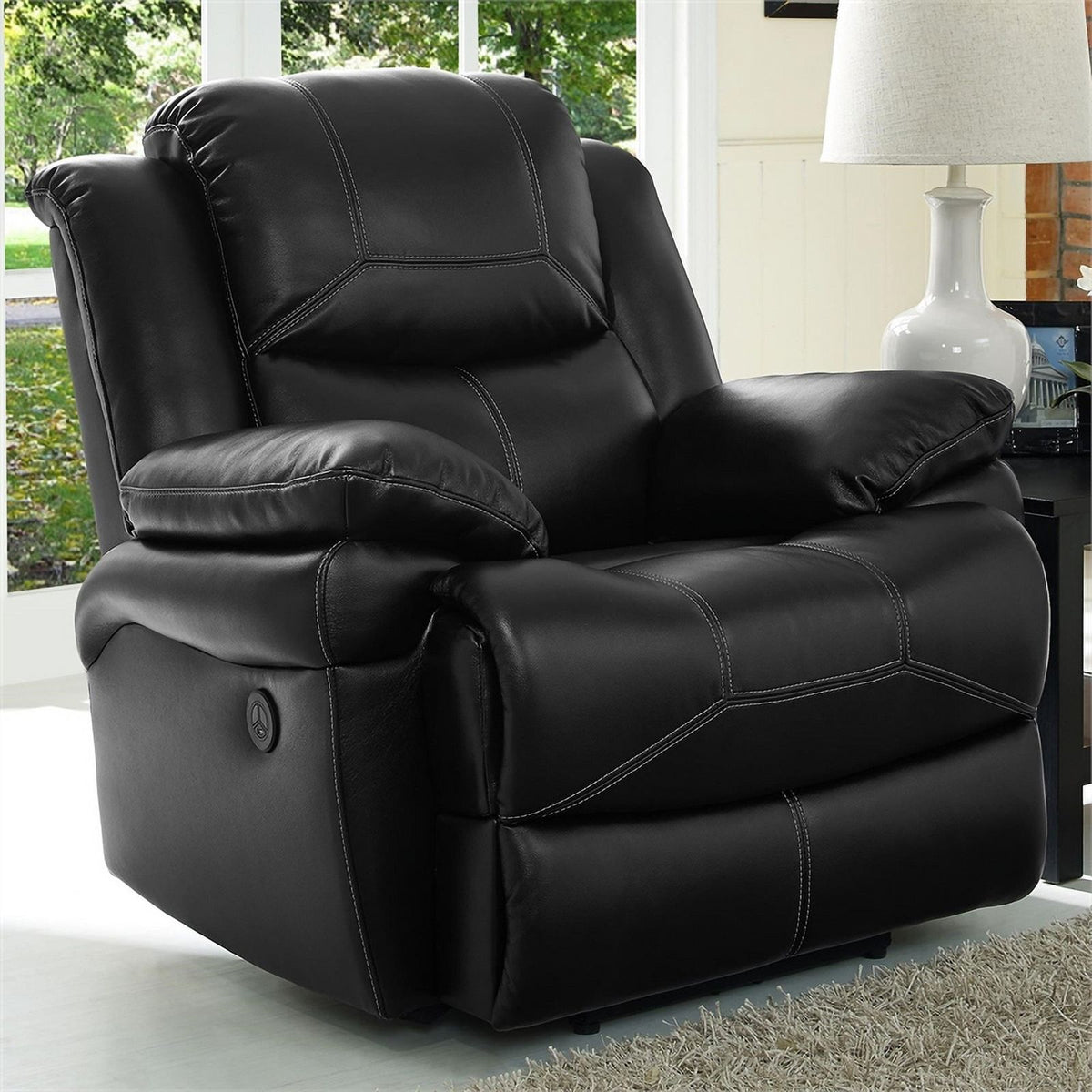Black Upholstered Fabric Glider Recliner A37206