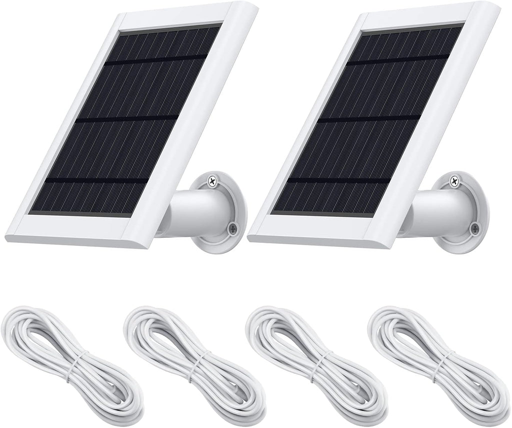 White Solar Panel with Wall Mount and Power Cable, 2 Pack P33330