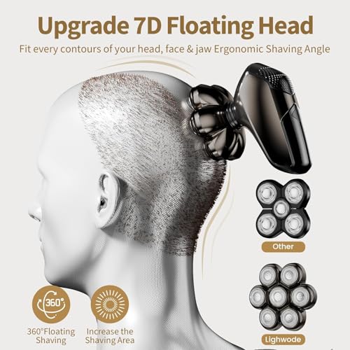 Detachable Head Electric Razor 7D Rotary Shaver Grooming Kit with Type-C Charge M384