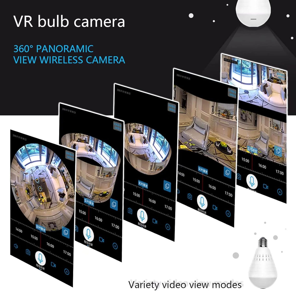 1080p 360 Degree WiFi IP Camera with Night Vision U97697