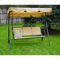 3 Person Outdoor Porch Swing with Stand Beige G8448