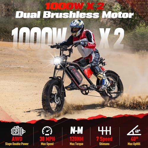 3000W Folding Electric Bike with 48V Battery, 26x4.0 Fat Tire, Full Suspension, 7-Speed Gear P53127