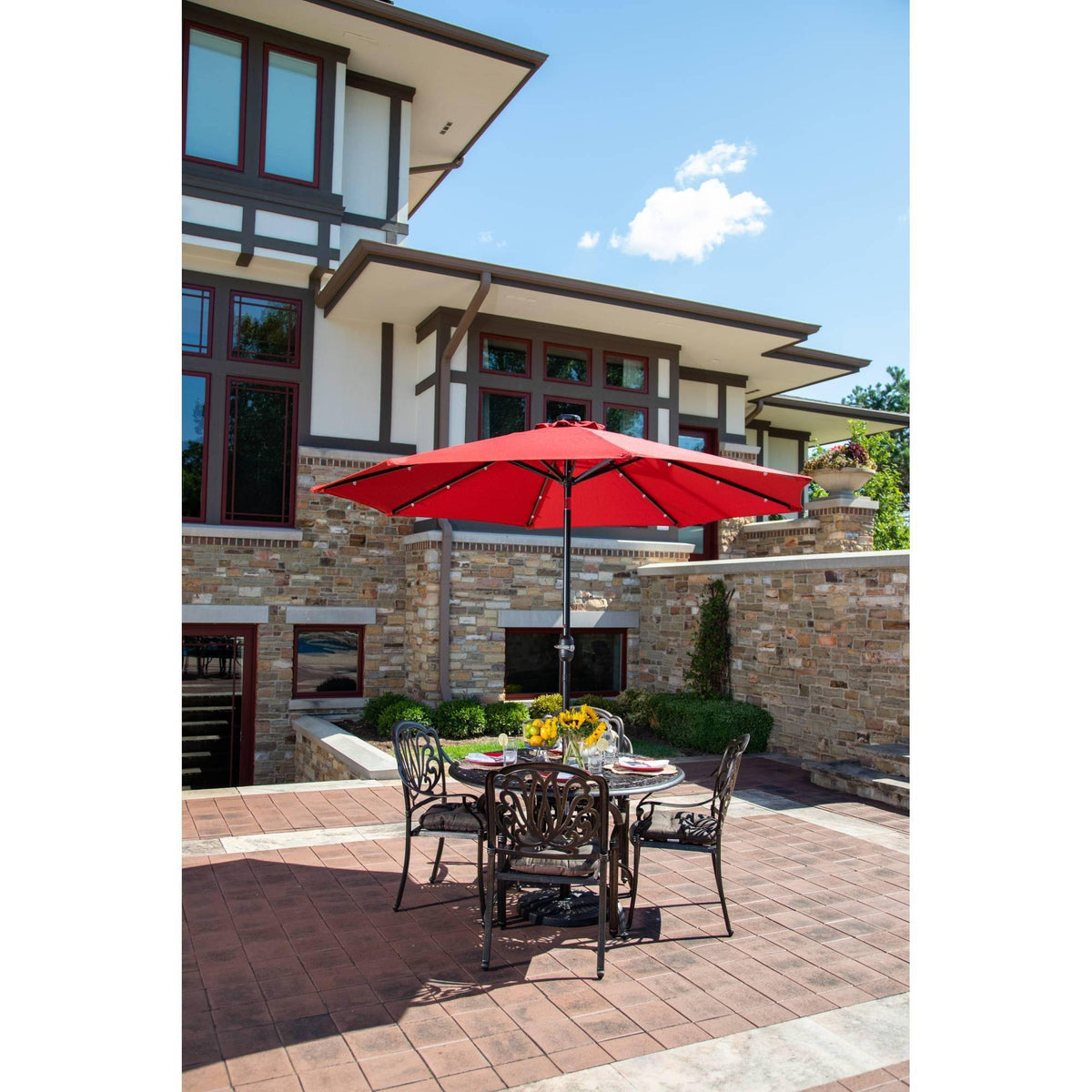 9-ft Octagonal Market Umbrella Red Olefin Canopy B45333