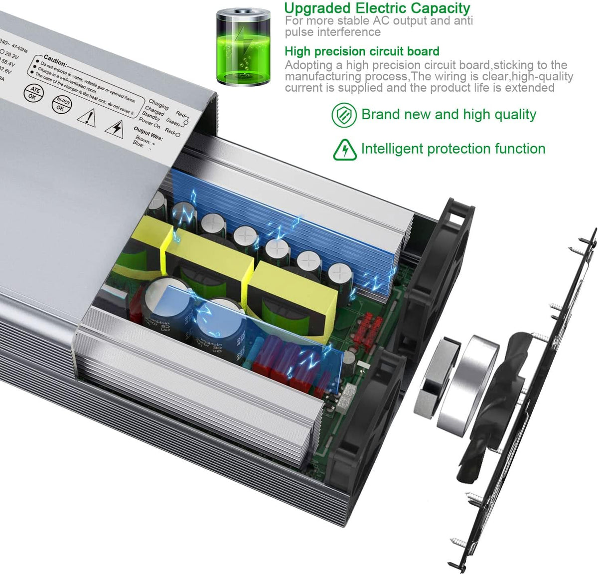 14.6V 10A AC/DC Battery Charger for 12.8V Lithium Iron Phosphate Battery, Pack of 2 E91999