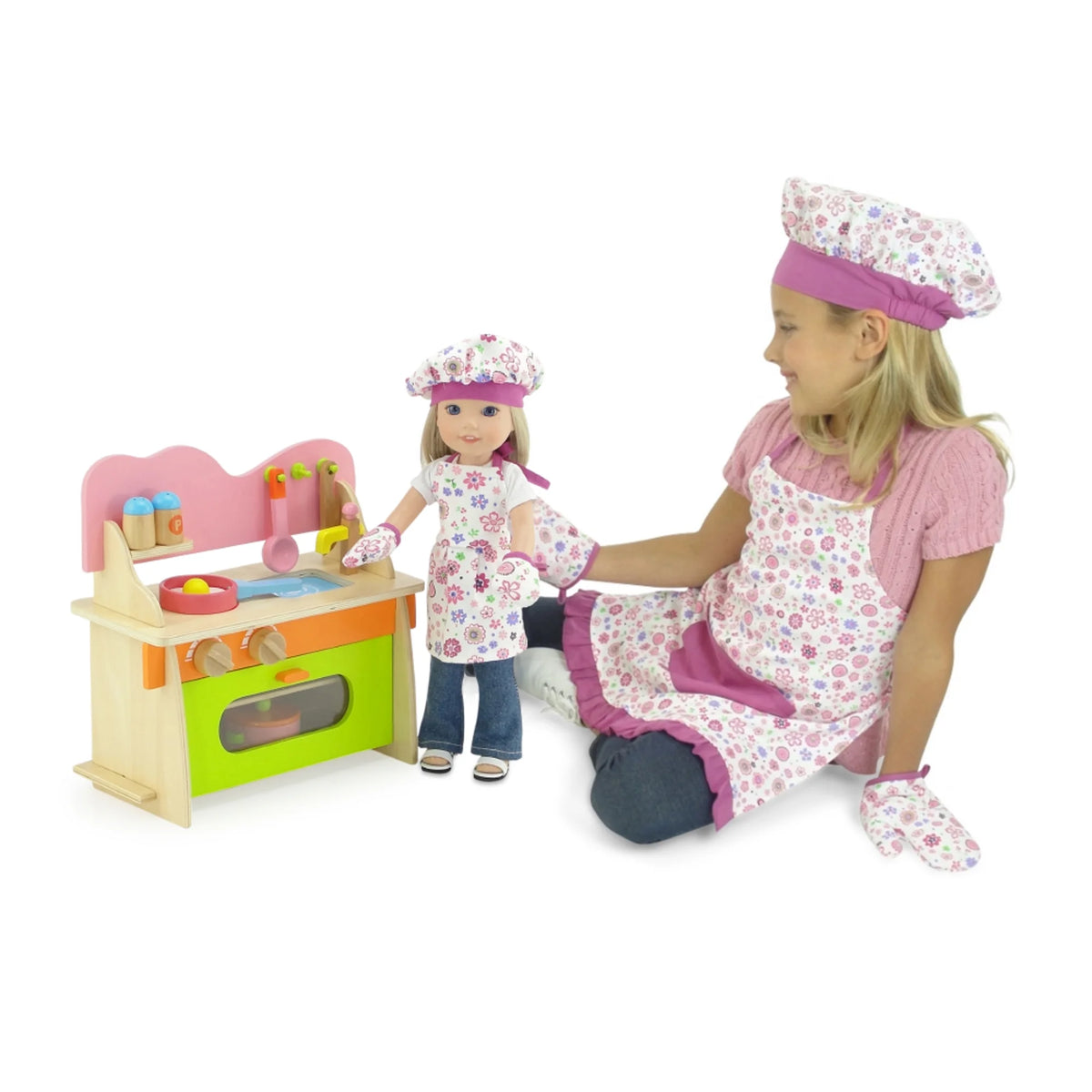 14.5 inch Doll Kitchen Set with Baking Oven, Stove, Sink and Cookware Accessories C683