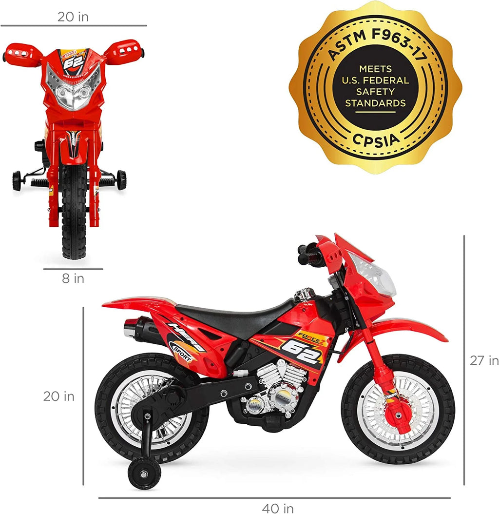 Red 6V Ride On Motorcycle with Training Wheels W923
