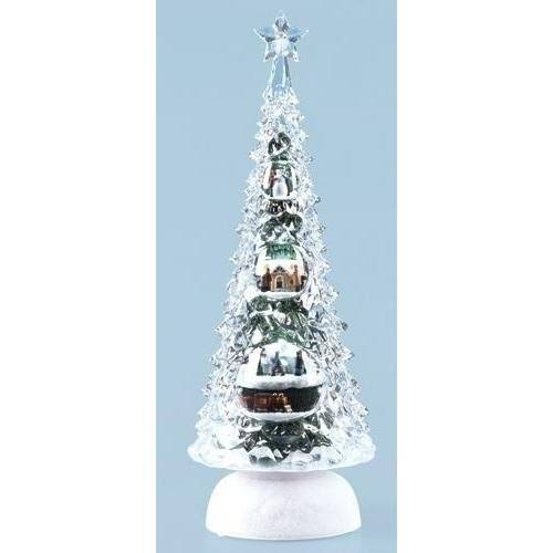 11.5x22 Pre-Lit Clear and White LED Christmas Tree Tabletop Decoration A96335
