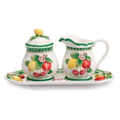 Figural Sugar and Creamer with Tray E530