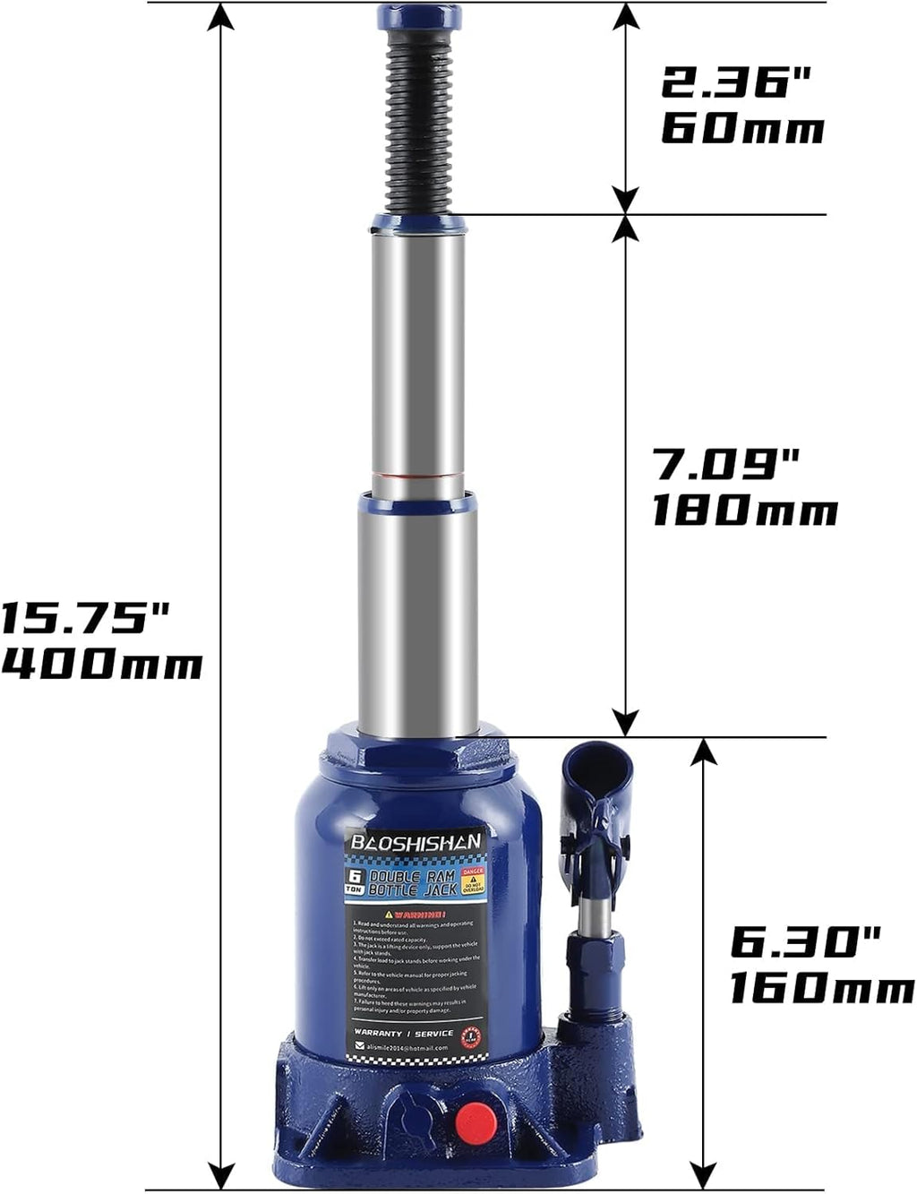 6 Ton Double Ram Hydraulic Bottle Jack Pack of 2 M1139