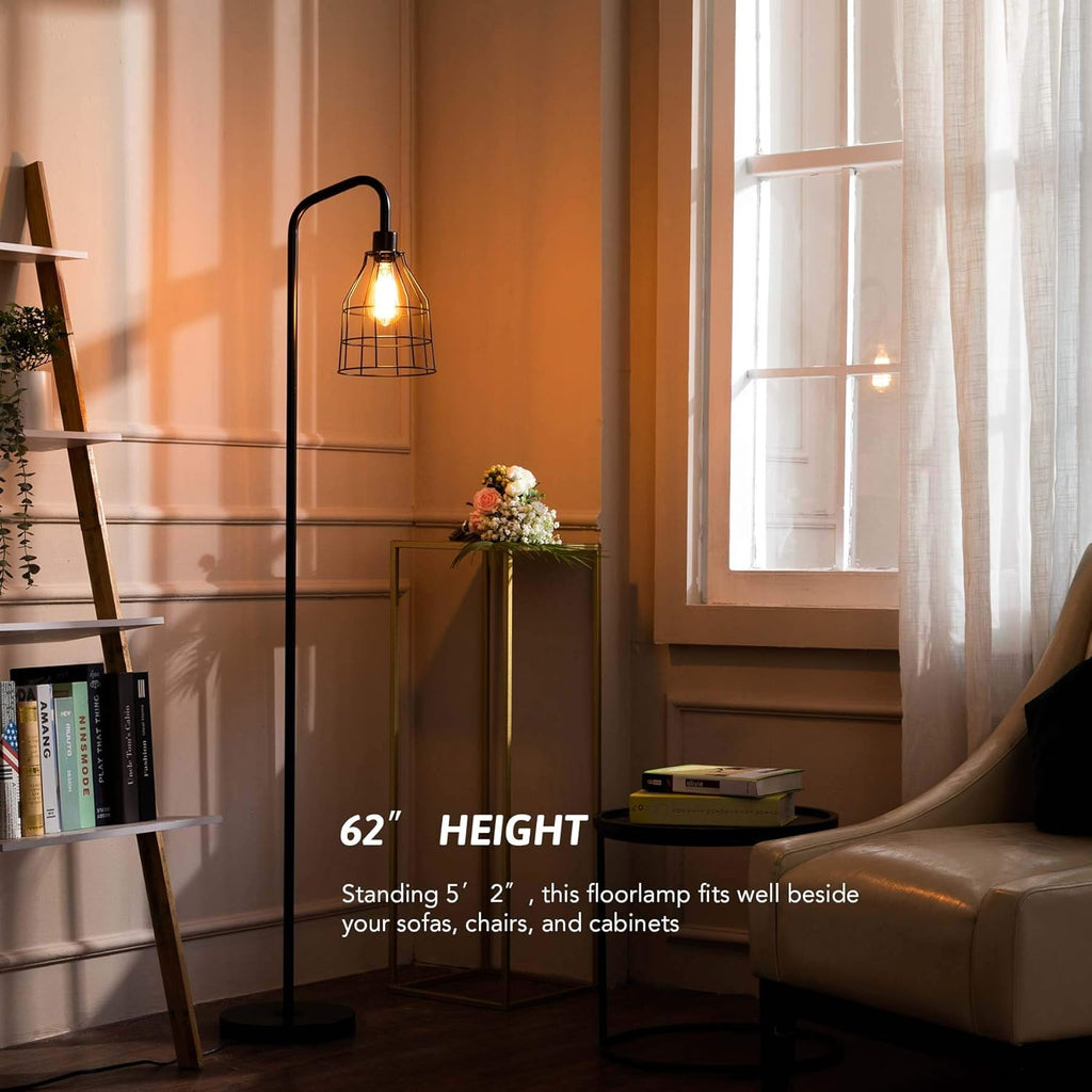 Black Industrial Floor Lamp with Heavy Metal Base D97512