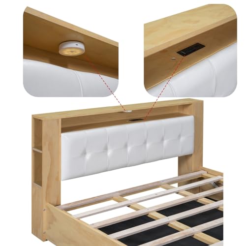 Queen Size Upholstered Platform Bed with Storage Nightstand and 6 Drawers Dresser Cabinet D557