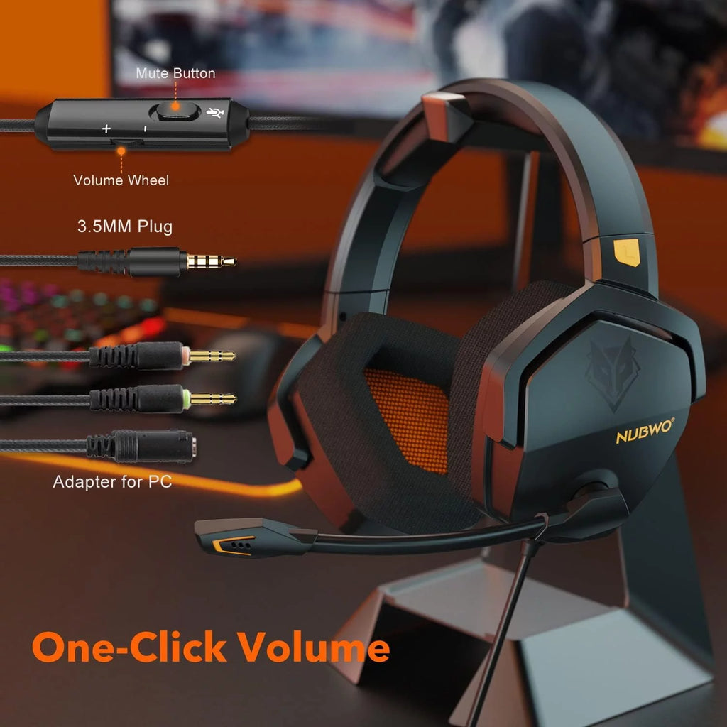 Orange Over-Ear Gaming Headset with Microphone X689