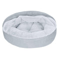 Plush Linen Hooded Donut Pet Bed W6053