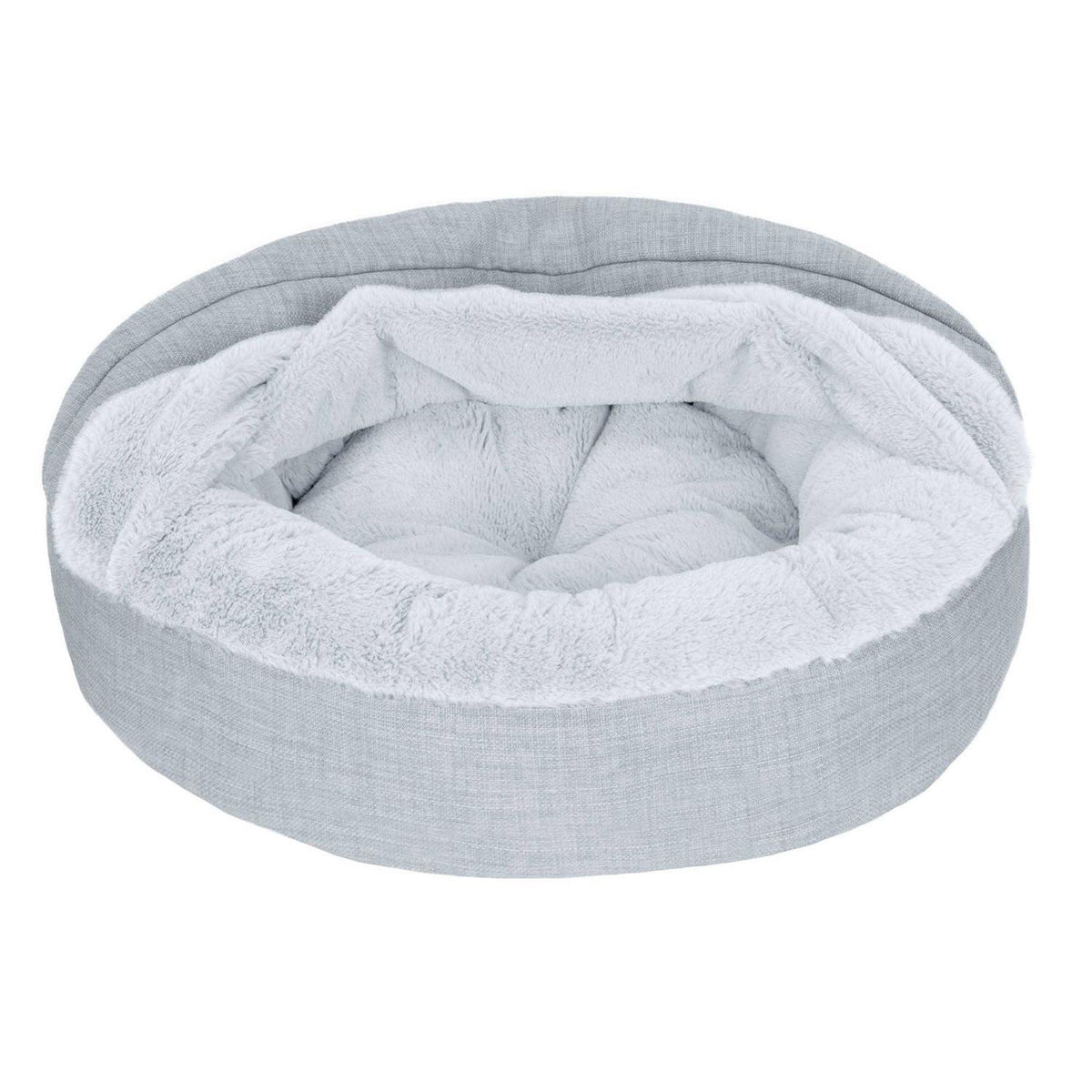 Plush Linen Hooded Donut Pet Bed W6053