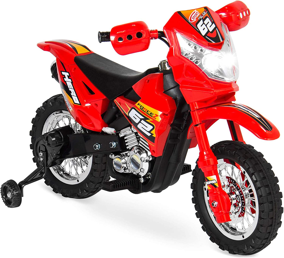 Red 6V Ride On Motorcycle with Training Wheels W923