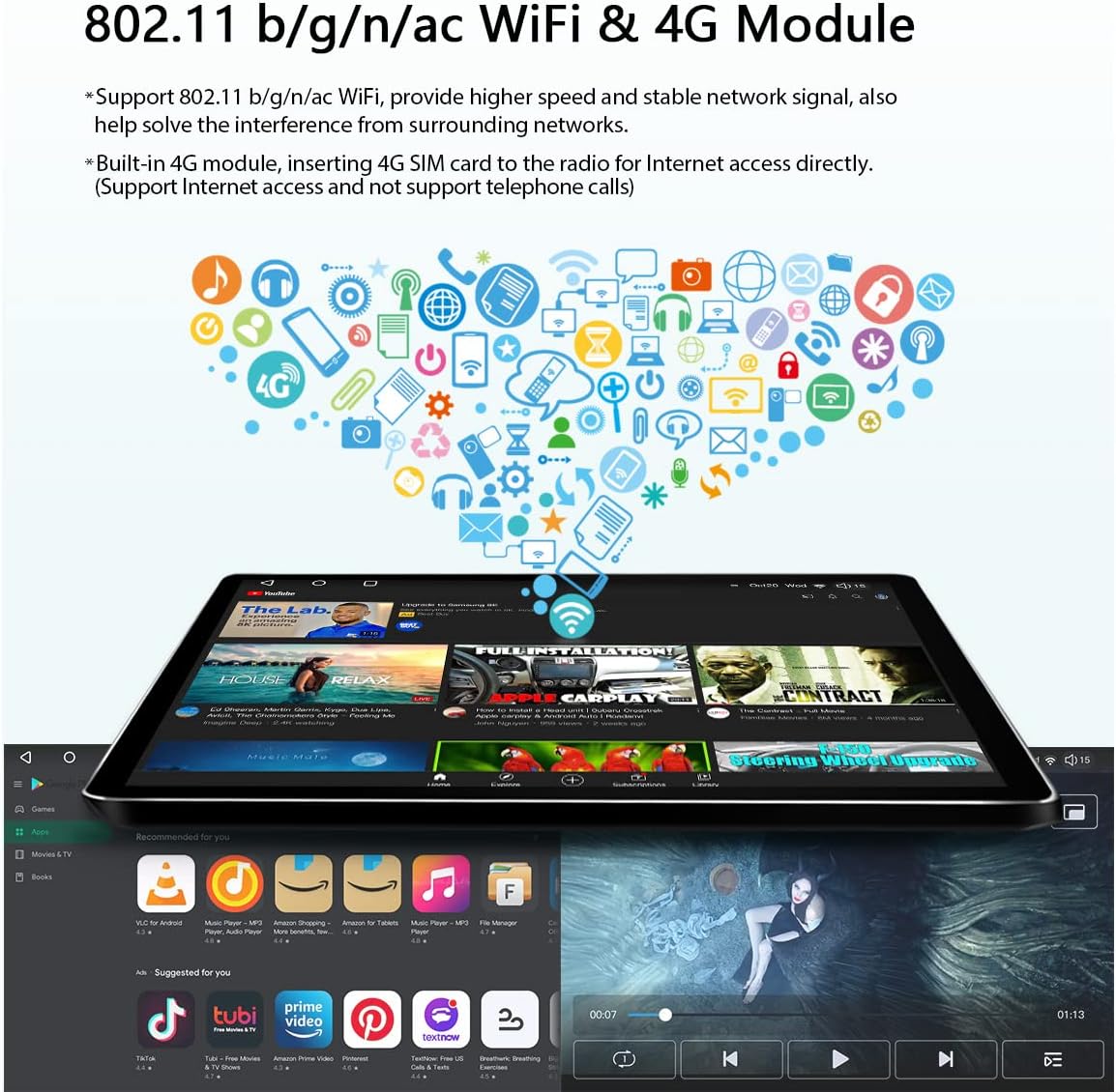 8 Inch Touch Screen Car Stereo with 4GB RAM 64GB ROM O3106
