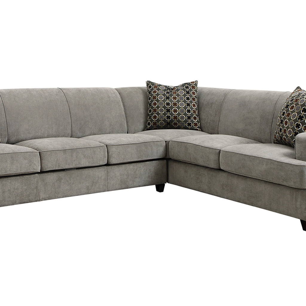 Gray Fabric Upholstered Queen Sleeper Sectional Wooden Sofa W281540