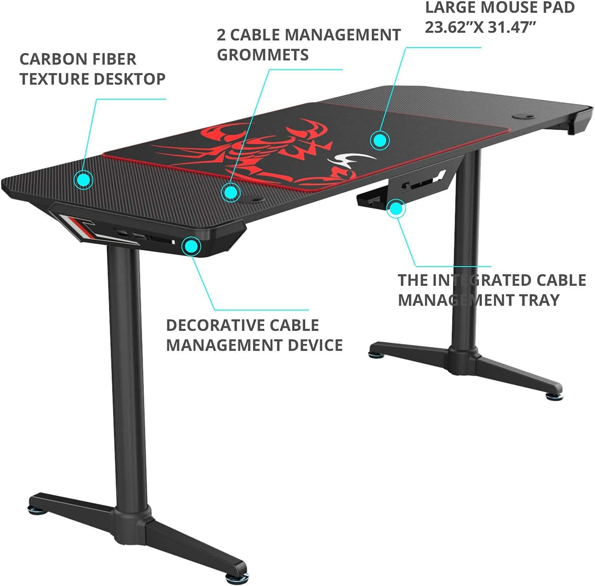 Carbon Fiber Texture Surface Computer Gaming Desk C843166