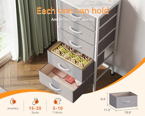 5 Drawer Fabric Dresser with Steel Frame N5371