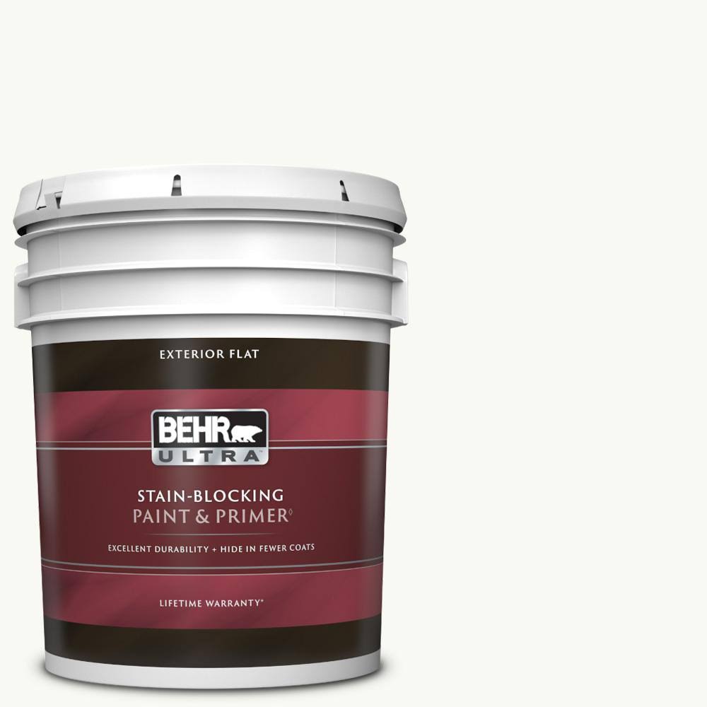 5 gal. Ultra Pure White Flat Exterior Paint u0026 Primer E1505