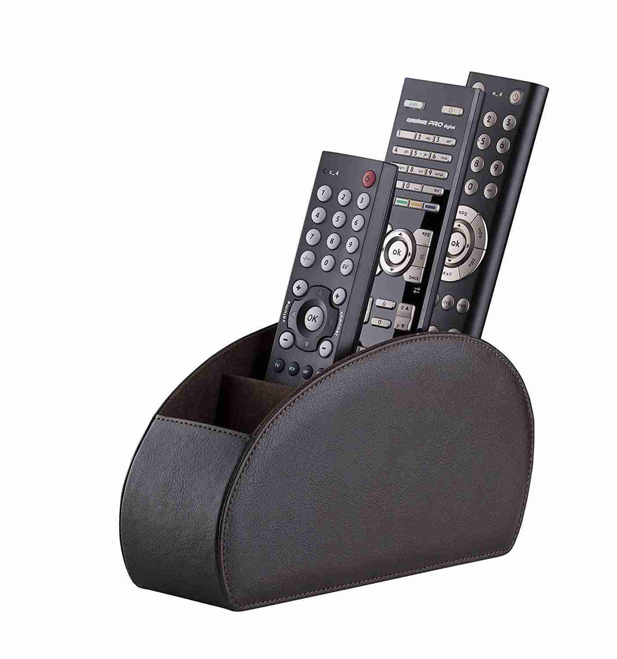 Brown TV Remote Caddy Organizer with 5 Compartments N5382