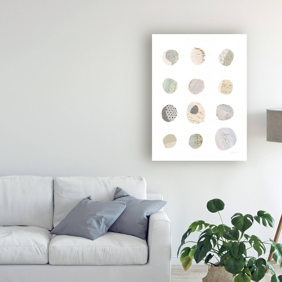 Geometric Collage II on White Neutral Canvas Art M51376
