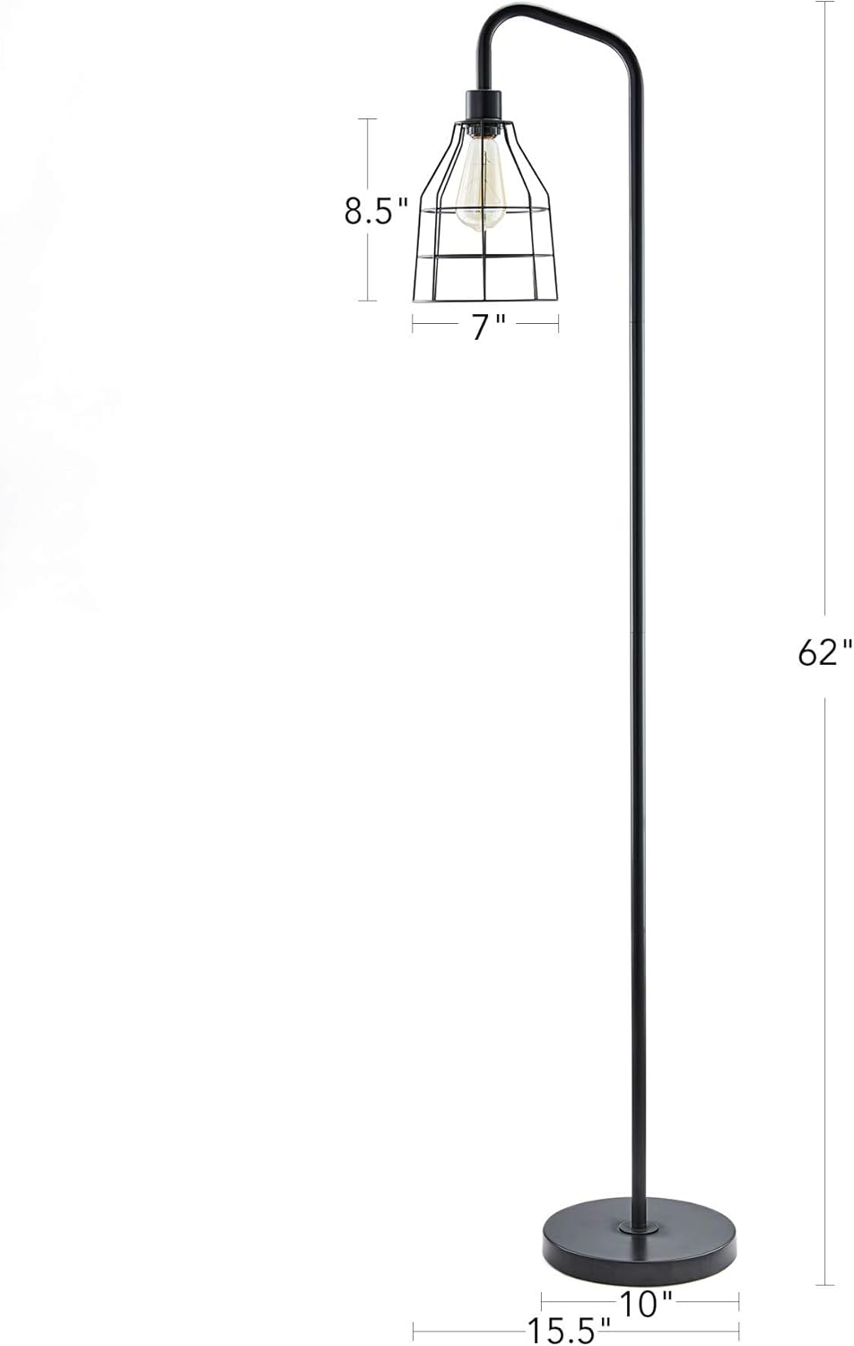 Black Industrial Floor Lamp with Heavy Metal Base D97512