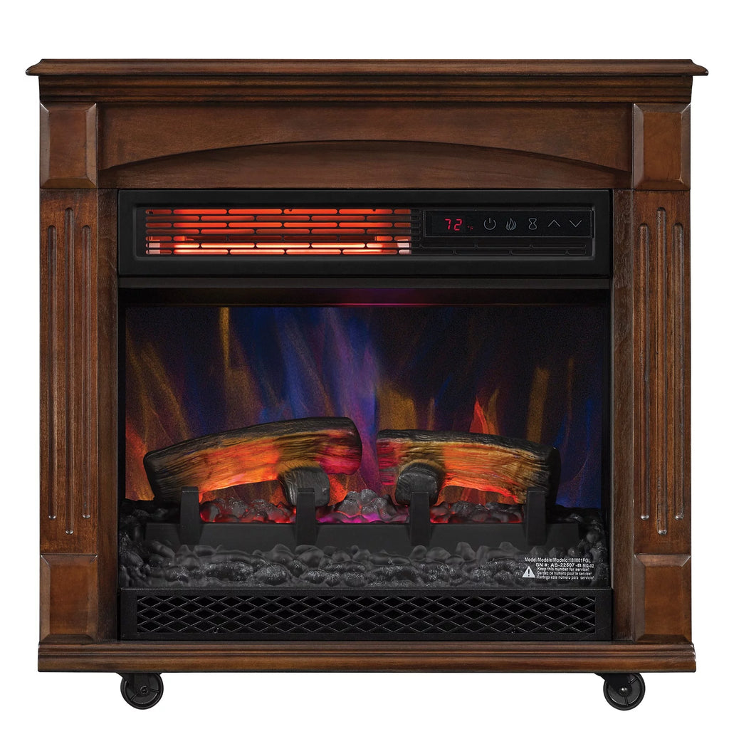 Rolling Mantel with 3D Infrared Quartz Electric Fireplace C107825