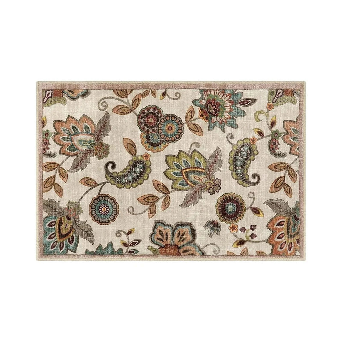 Vintage Flower Area Rug Machine Washable I657757